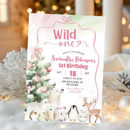 Invitación Arctic Animals Coquette Wild One Girl 1st Birthday