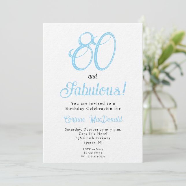 Invitación Arctic Blue Eightyand Fabulous 80th Birthday  (Anverso de pie)