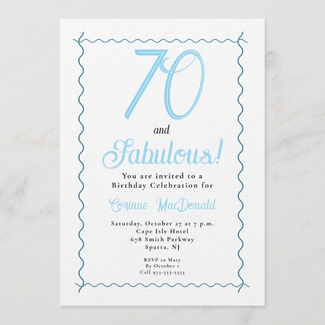 Invitación Arctic Blue Seventy and Fabulous 70th Birthday (Anverso)