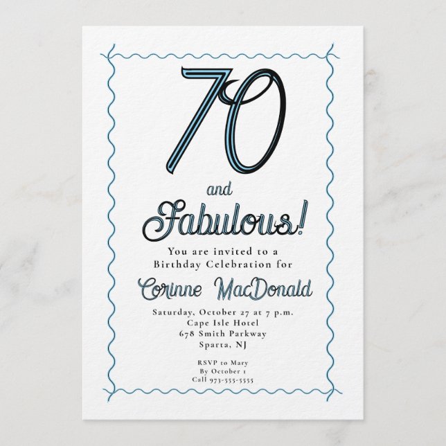 Invitación Arctic Blue Seventy and Fabulous 70th Birthday (Anverso)