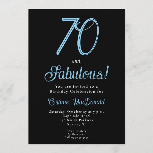 Invitación Arctic Blue Seventy and Fabulous 70th Birthday (Anverso)