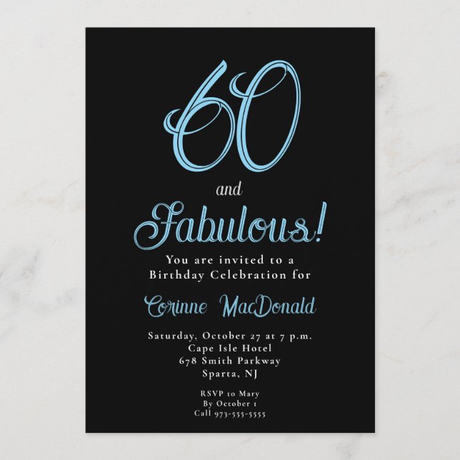 Invitación Arctic Blue Sixty and Fabulous 60th Birthday Party (Anverso)
