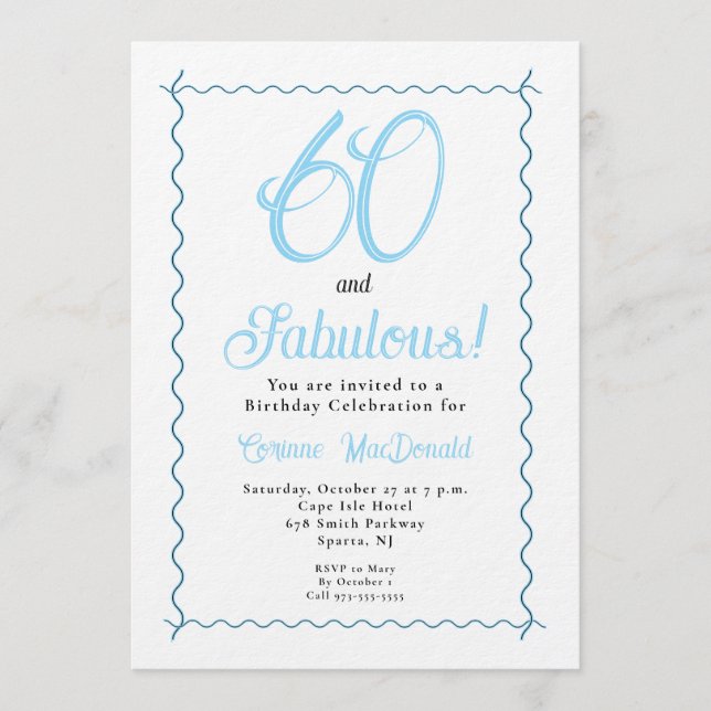 Invitación Arctic Blue Sixty and Fabulous 60th Birthday Party (Anverso)
