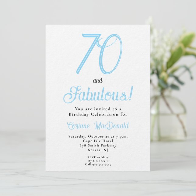 Invitación Arctic Blue Sixty and Fabulous 70th Birthday Party (Anverso de pie)