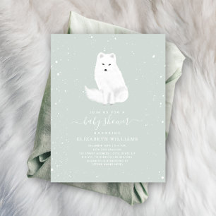Invitación Arctic Fox Baby Boy Winter Nieve Azul Baby Shower 