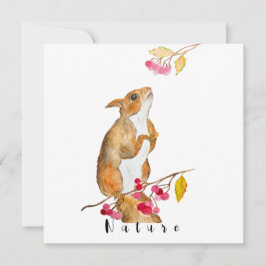 Invitación Ardilla acuática divertida en una rama con bayas