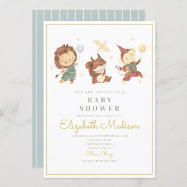 Invitación Ardilla Cuta , león y Baby Shower de monos