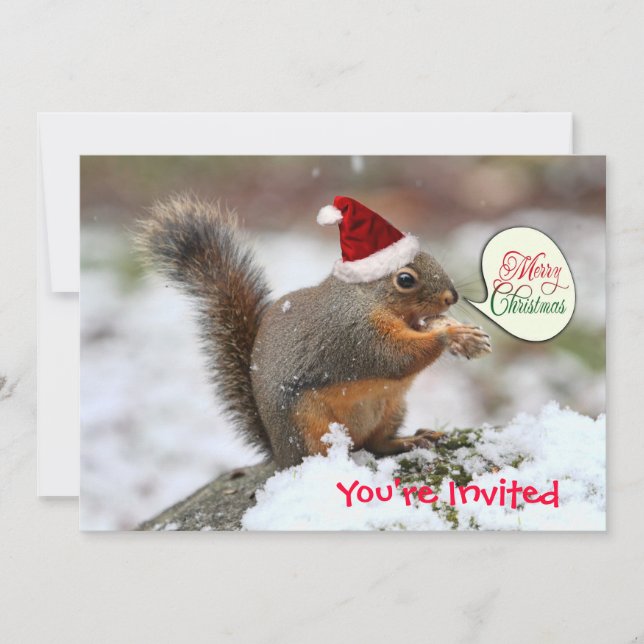 Invitación ardilla de Navidad en nieve (Anverso)