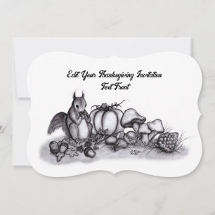Invitación ardilla en otoño, ¡Feliz Día de Acción de Gracias!