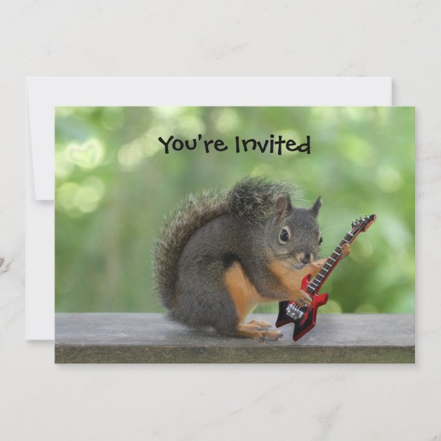 Invitación Ardilla que toca la guitarra eléctrica (Anverso)