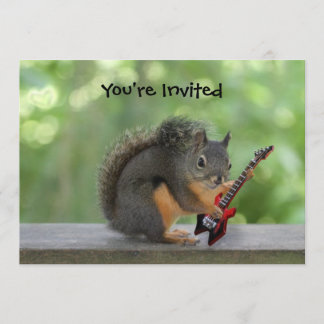 Invitación Ardilla que toca la guitarra eléctrica