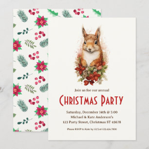 Invitación ardilla roja en Fiesta de Navidades de animales de