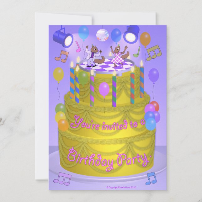 Invitación Ardillas en torta (Anverso)