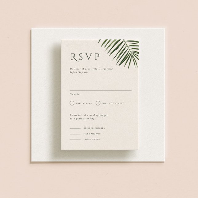 Invitación Areca Modern Watercolor Palm Wedding RSVP (Subido por el creador)