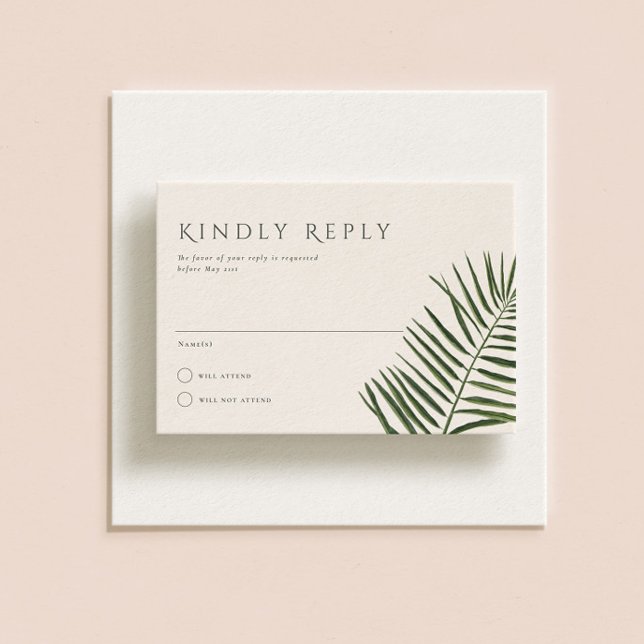 Invitación Areca Modern Watercolor Palm Wedding RSVP (Subido por el creador)