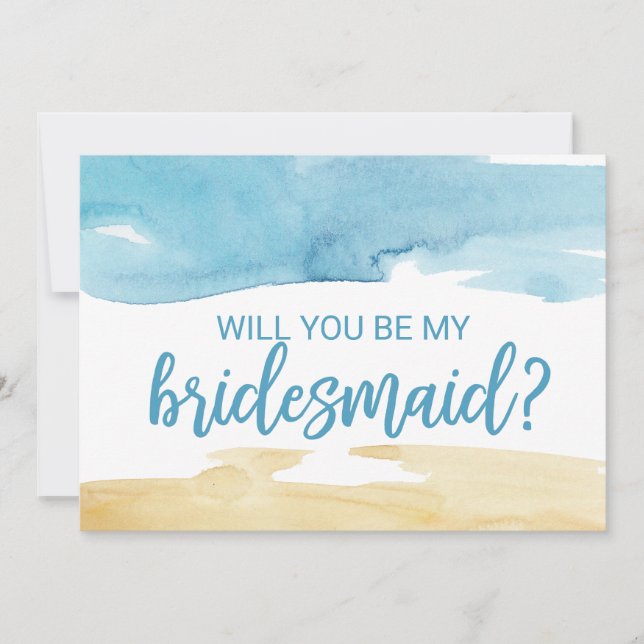 Invitación Arena acuarela y mar serán mi dama de honor (Anverso)