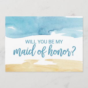 Invitación Arena acuarela y mar serás mi empleada de honor
