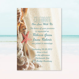 Invitación arena de océano elegante conchas de mar boda en la
