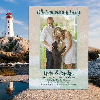 Invitación Arena de Playa Foto de Aniversario de Parejas Fies