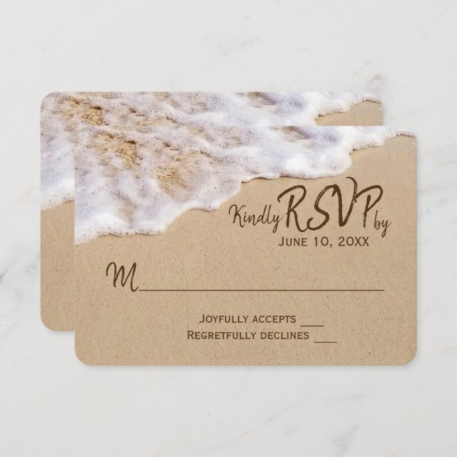 Invitación Arena de Playa Ocean RSVP (Anverso / Reverso)