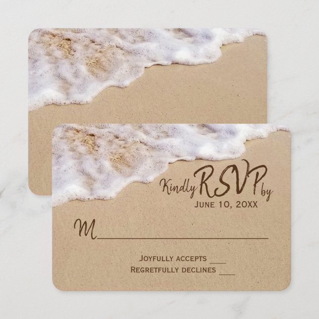 Invitación Arena de Playa Oceánica RSVP (Anverso / Reverso)