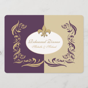 Invitación Arena del oro y acontecimiento púrpura de la boda
