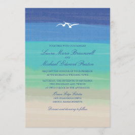 Invitación Arena, mar y gaviotas | Boda del océano pintado