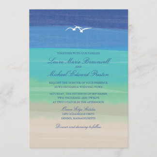 Invitación Arena, mar y gaviotas | Boda del océano pintado
