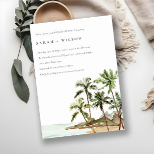 Invitación Arena Rusa Tropical Palm Trees Beach Engagement