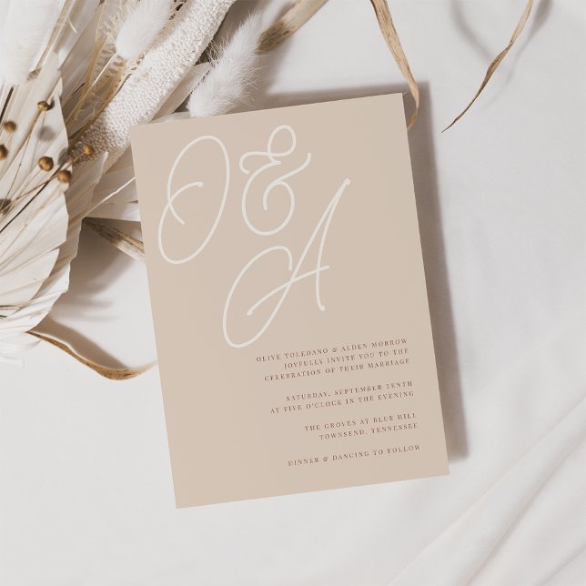 Invitación Arena | Script Watermark Monogram Boda (Subido por el creador)