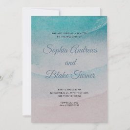 Invitación Arena temática de playa y Boda del agua