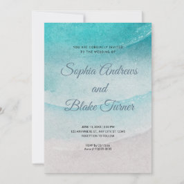 Invitación Arena temática de playa y Boda del agua