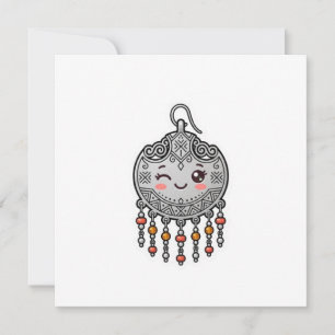 Invitación Arete Pegatina Plateado Marroquí Amazigh Kawaii Li