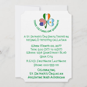 Invitación Argentina Irlanda Estados Unidos Shamrock Bandera 