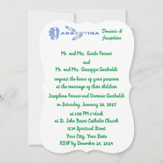 Invitación Argentine Rose Flag Personalized Wedding