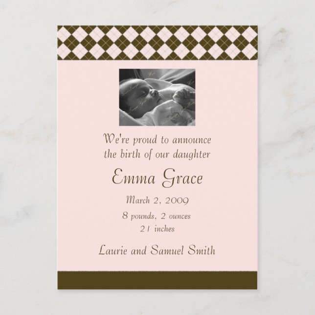 Invitación argla marrón y rosa (Personalizable) (Anverso)