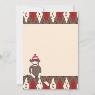 Invitación Argyle Sock Monkey Invitation