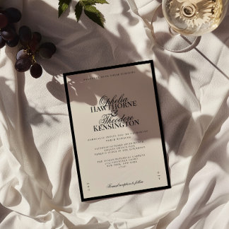 Invitación Aria | Black and Beige Minimal Elegant Wedding