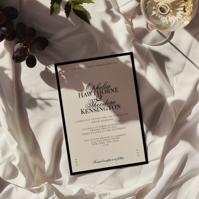 Invitación Aria | Black and Beige Minimal Elegant Wedding  (Subido por el creador)