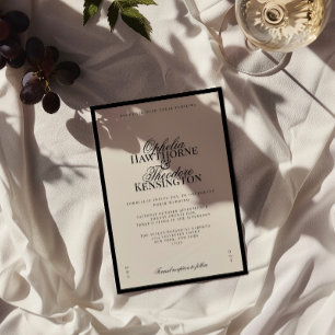 Invitación Aria   Boda Minimalista Elegante en Negro y Beige