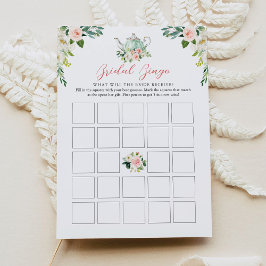 Invitación ARIA Tea Fiesta Bridal Shower Bingo Juego