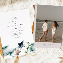 Invitación ARIEL Tropical Ocean Coral Manta Ray Beach Photo