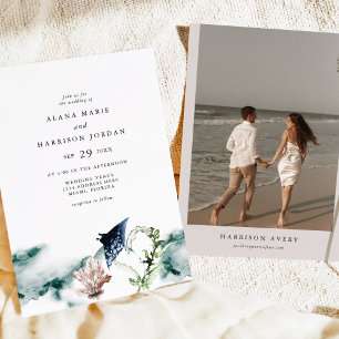 Invitación ARIEL Tropical Ocean Coral Manta Ray Beach Photo