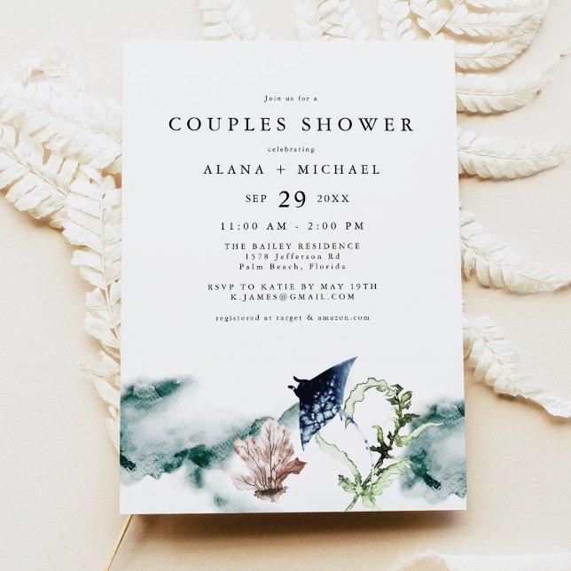 Invitación ARIEL Tropical Ocean Marine Beach Couples Shower (Subido por el creador)