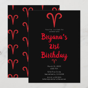 Invitación ARIES Astrología Zodiac Cumpleaños Marzo Abril Fie
