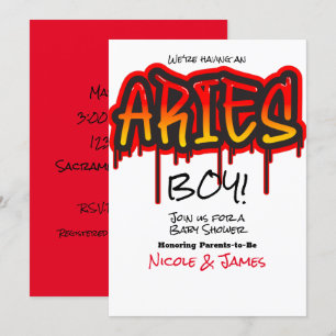 Invitación ARIES Zodíaco Signo de Fuego Rojo Baby Shower
