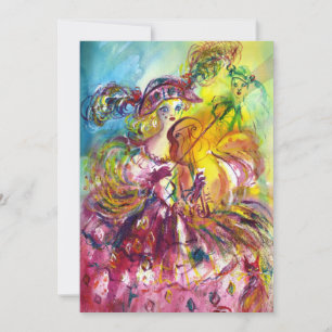 Invitación ARLECCHINA VIOLINISTA  Fiesta de Mardi Gras con Má