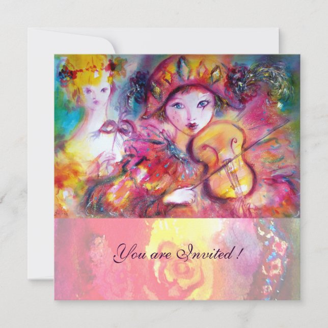 Invitación ARLECCHINO Y COLOMBINA /Venetian Mardi Gras (Anverso)