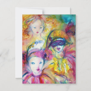 Invitación ARLEQUÍN, PIERROT, COLOMBINA Disfraz de Fiesta de 