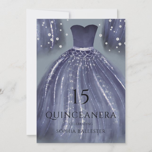 Invitación Armada Bajo La Sirena De Mar Vestido Quinceanera (Anverso)
